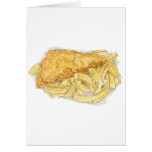 fisk och chiper hälsningskort