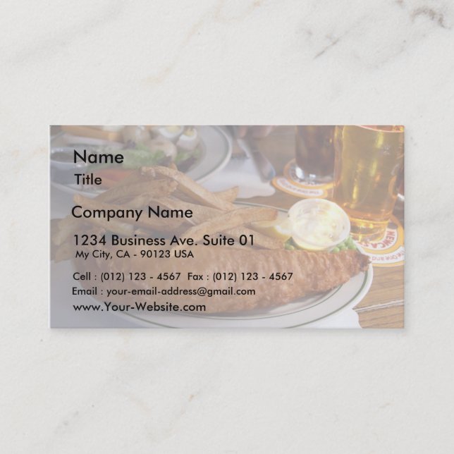 Fisk och chiper med en halv liter av Cider Visitkort (Framsida)