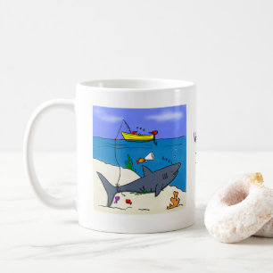 Fisk och hajfiske tecknad mugg