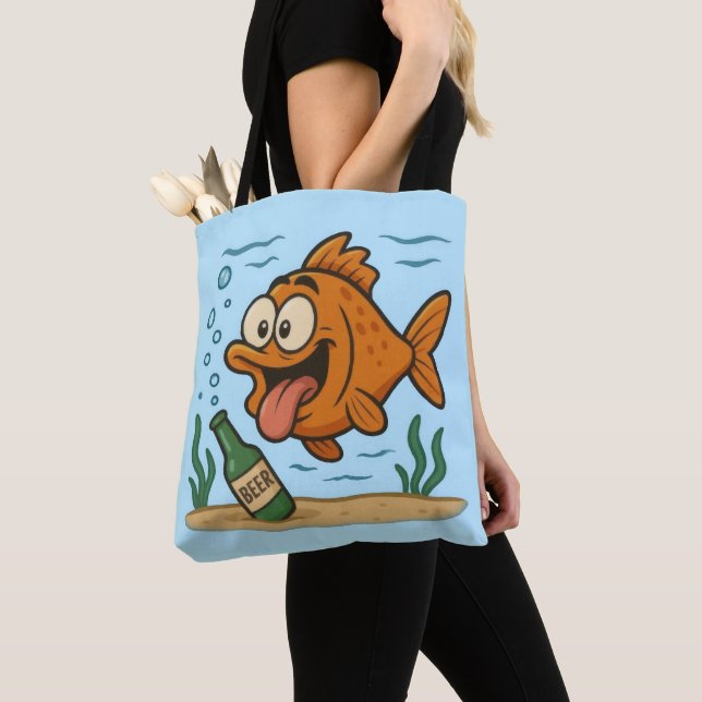 Fisk och öl tygkasse (Närbild)