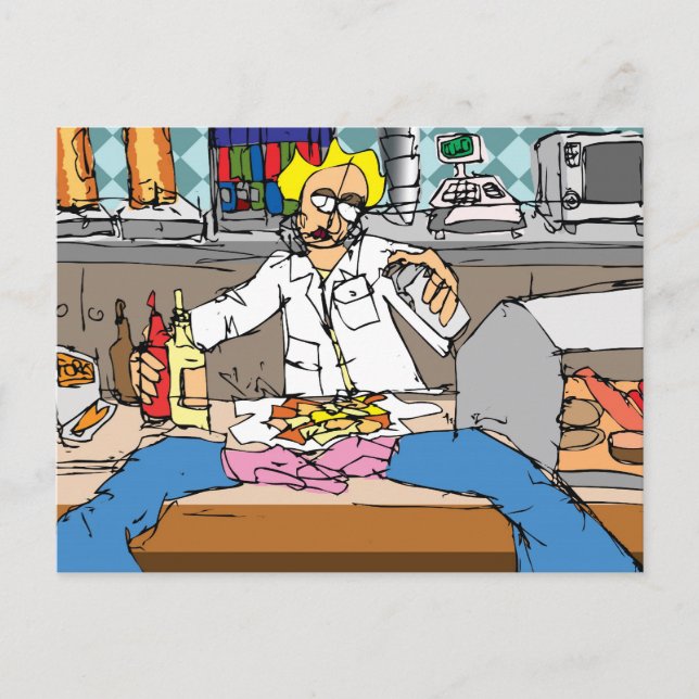 Fisk och pommes frites vykort (Framsida)