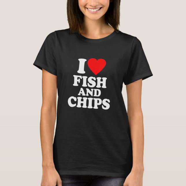Fisk Och Pommes Kärlek Hjarta T Shirt (Framsida)