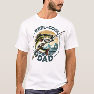 Fisk och Rod Reel Coola Pappa T-shirt
