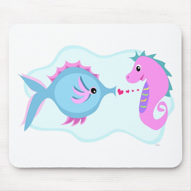 Fisk- och Seahorsekärlekanslutning Musmatta (Framsidan)