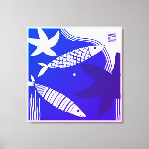 Fisk och sjöstjärna Canvas Väggkonst