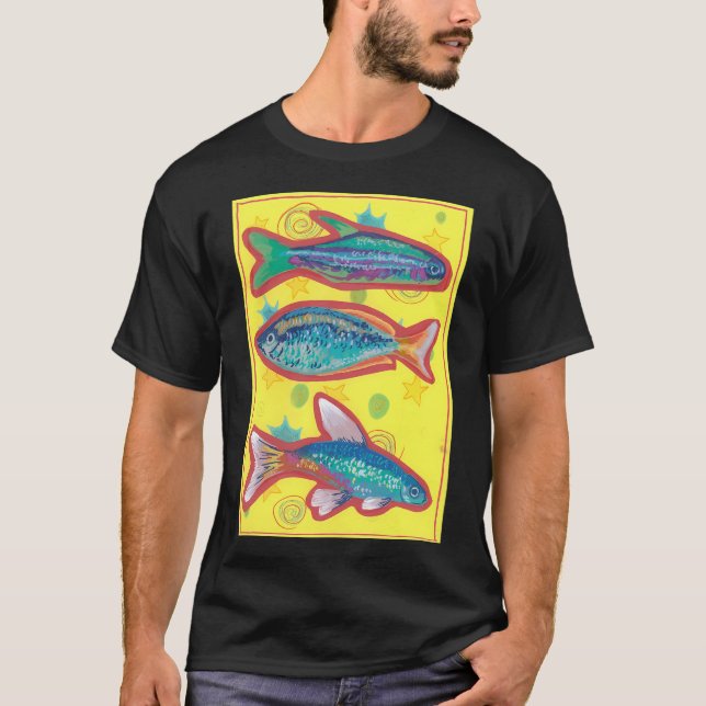 Fisk på gult t shirt (Framsida)
