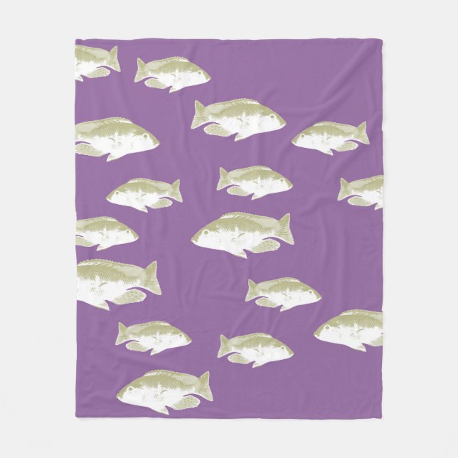 Fisk på lila fleecefilt (Framsidan)