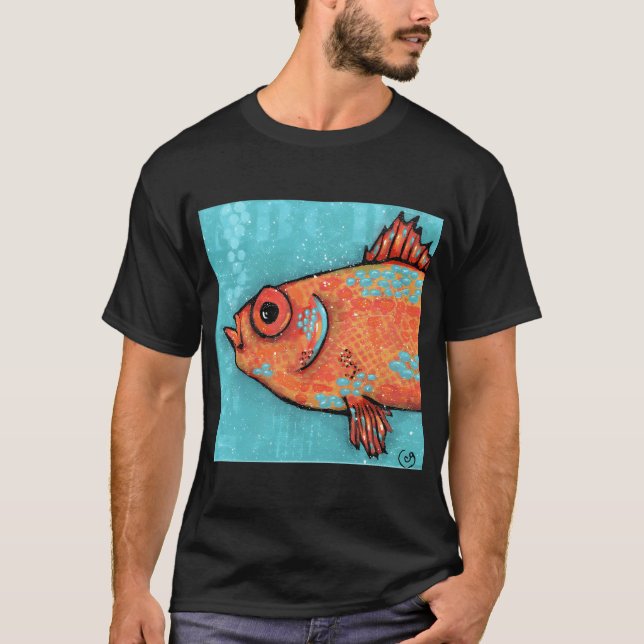 Fisk på turkos t shirt (Framsida)