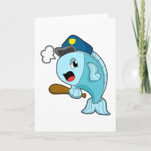 Fisk Polis officer Polis hatt Kort