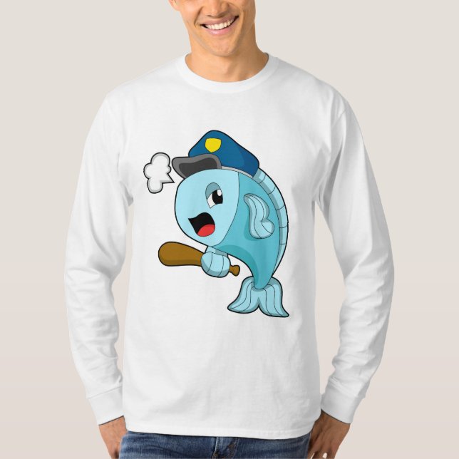 Fisk Polis officer Polis hatt T Shirt (Framsida)
