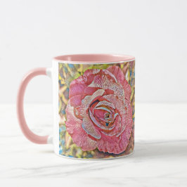 Fisk rosa ros-blommålning Mugg