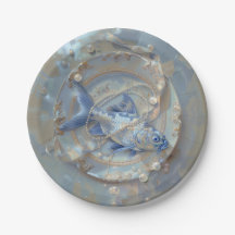 Fisk - Rund Papper Tallrikar
