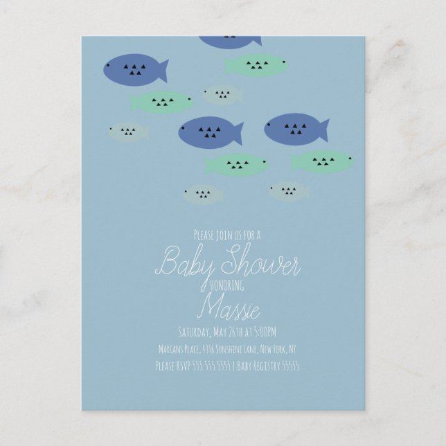 Fisk Simmande Akvarium Baby Shower  Vykort (Framsida)