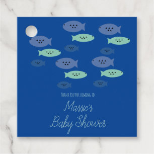 Fisk Simmande Akvarium Blå Baby Shower Tack Gåvor Etiketter