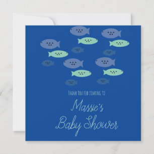 Fisk Simmande Akvarium Blå Bebis Shower Tack Kort