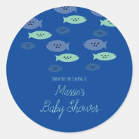 Fisk Simmande Akvarium Blå Bebis Shower Tack
