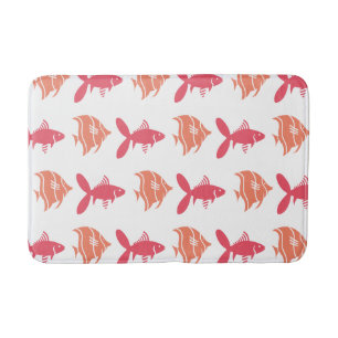 Fisk simmande grafisk rosa persika på valfri färg badrumsmatta