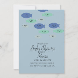 Fisk Simmar Akvarium Blå Bebis Shower    Inbjudningar