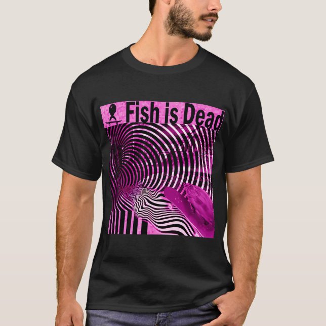 Fisk Skateboardåkning på illusioner Rosa T Shirt (Framsida)