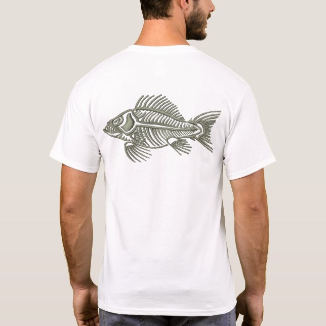 Fisk Skelett Fiske Design T Shirt (Baksida)