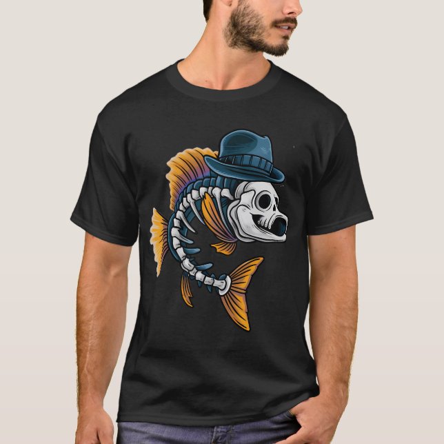fisk skelett t shirt (Framsida)