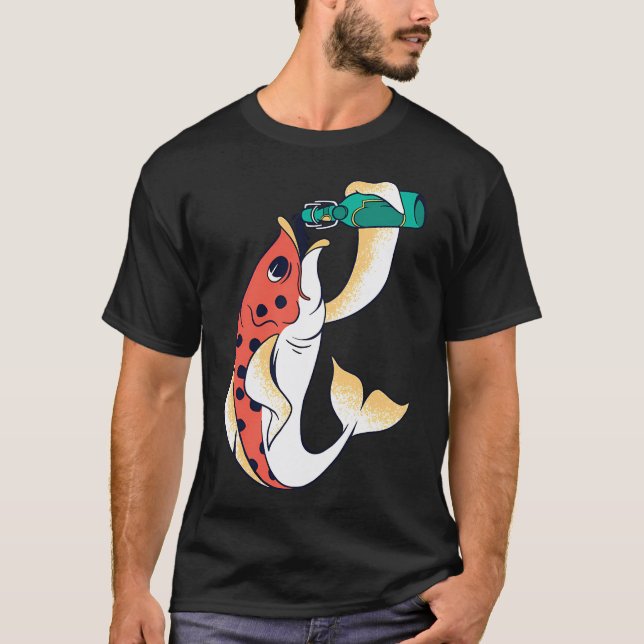 Fisk som dricker öl t shirt (Framsida)