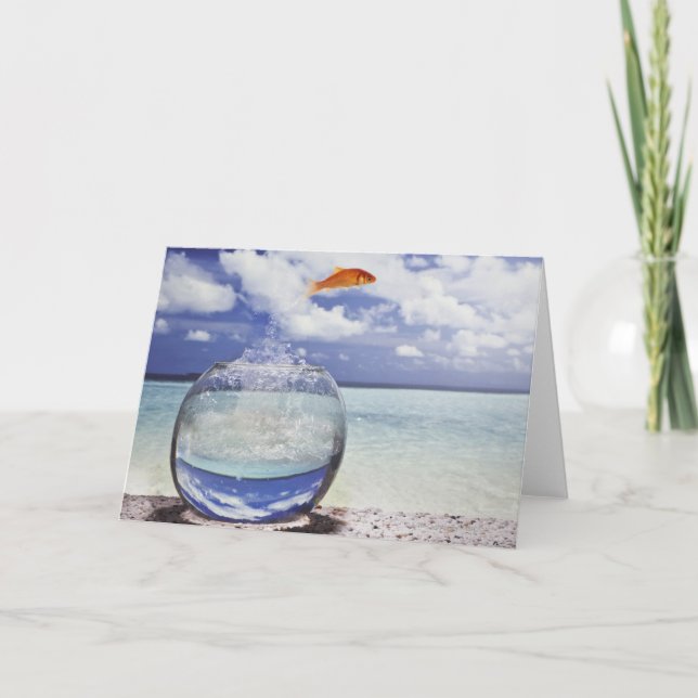 Fisk som hoppar från fiskens tank kort (Framsida)