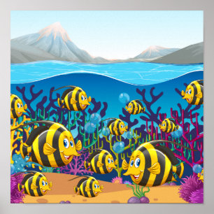 fisk som simmar under havet poster