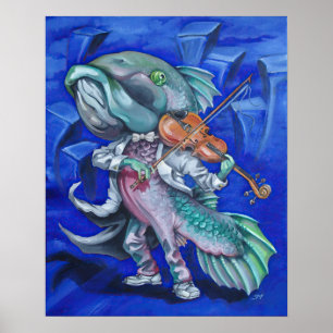 Fisk som spelar fiolin poster