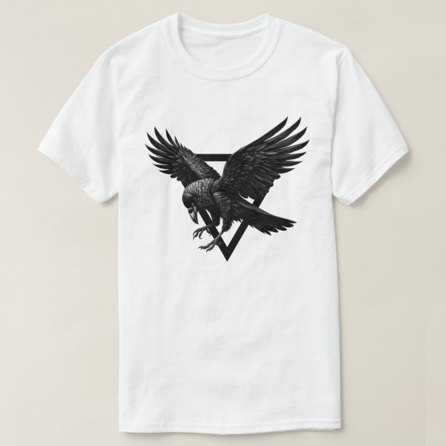 Fisk svart Kråka Raven Bird T Shirt (Design framsida)