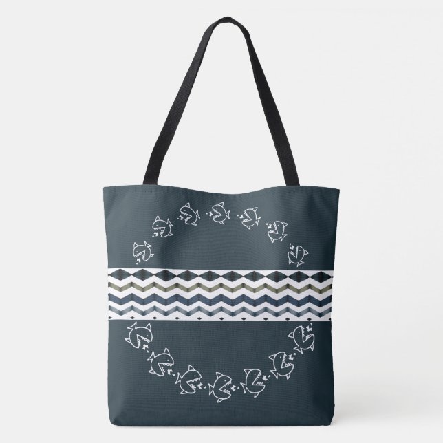 Fisk tema med fantasifull stor designer tygkasse (Baksida)