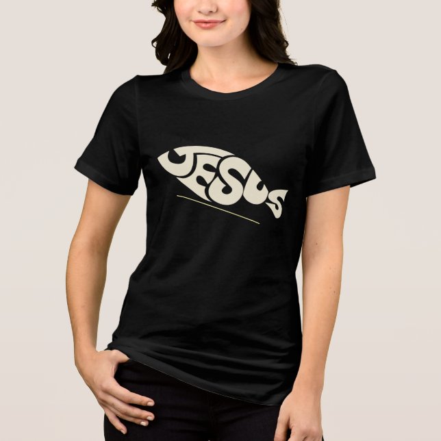Fisk Text Jesus  T Shirt (Framsida)
