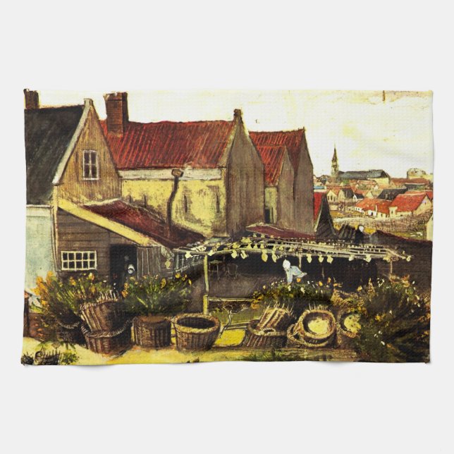 Fisk Torkning Lada av Vincent van Gogh Kökshandduk (Horisontell)