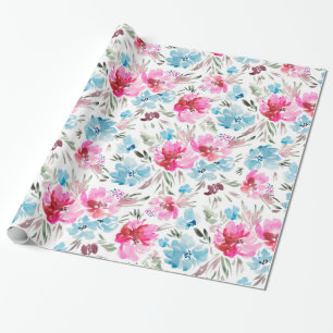 Fisk vattenfärgblomma mönster presentpapper