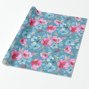 Fisk vattenfärgblomma mönster presentpapper