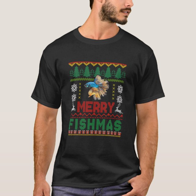 Fisk: Vattentatjullsötare Betta Fish Fishing Paj T Shirt (Framsida)