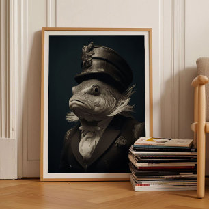 Fisk Viktoriansk Djurporträtt Vintage Djur Fisk Poster