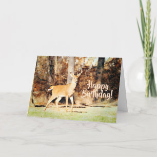 Fisk Whitetail Hjort Buck Watercolor Birthday Kort