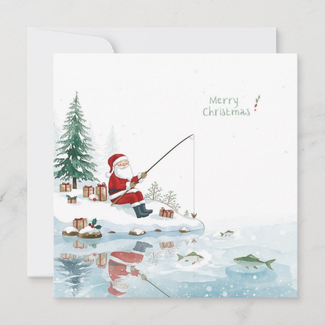 Fiska jul med jultomten  julkort (Framsida)
