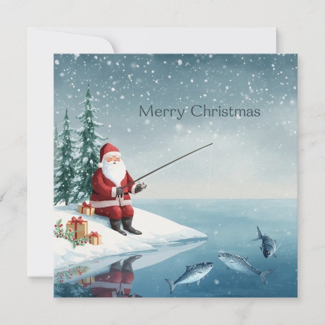 Fiska jul med jultomten  julkort (Framsida)