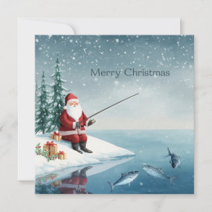 Fiska jul med jultomten julkort