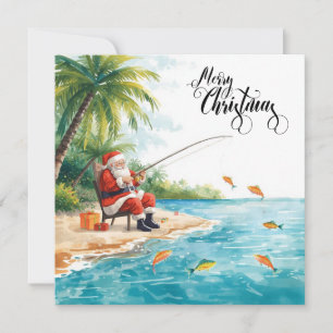 Fiska jul med tomten julkort