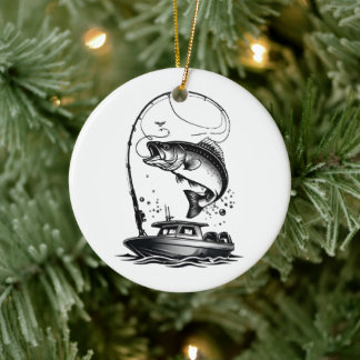 fiska julgransprydnad keramik