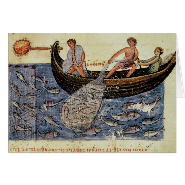 Fiska med ett netto hälsningskort (Framsidan Horizontal)