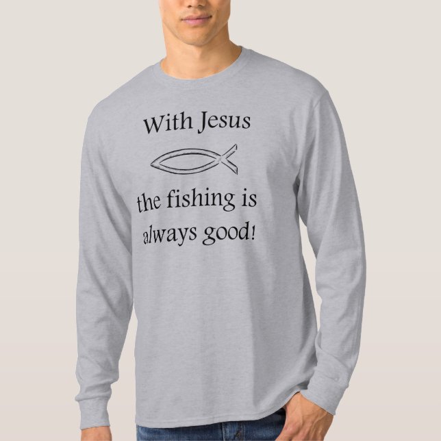 Fiska med Jesus Tee Shirt (Framsida)