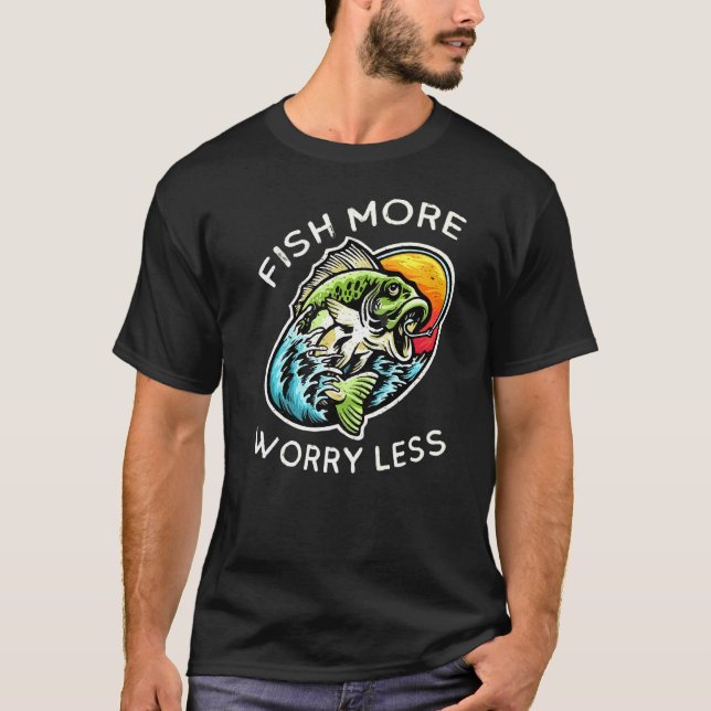 Fiska Mer Orovad Mindre Fiskare T Shirt (Framsida)