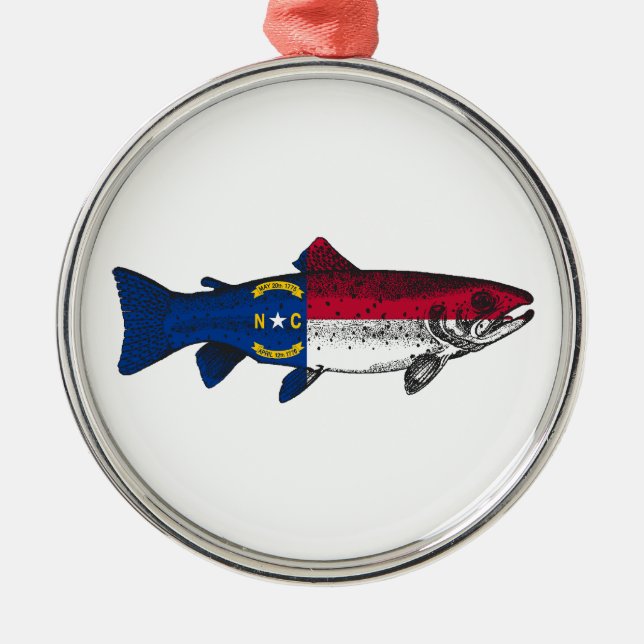 Fiska öring i North Carolina Julgransprydnad Metall (Framsidan)