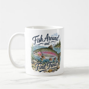Fiska runt och hitta Forell Kul Citat Fiskare Kaffemugg