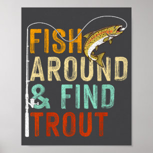 Fiska runt och hitta Forell Rolig fiske Fiskare Poster