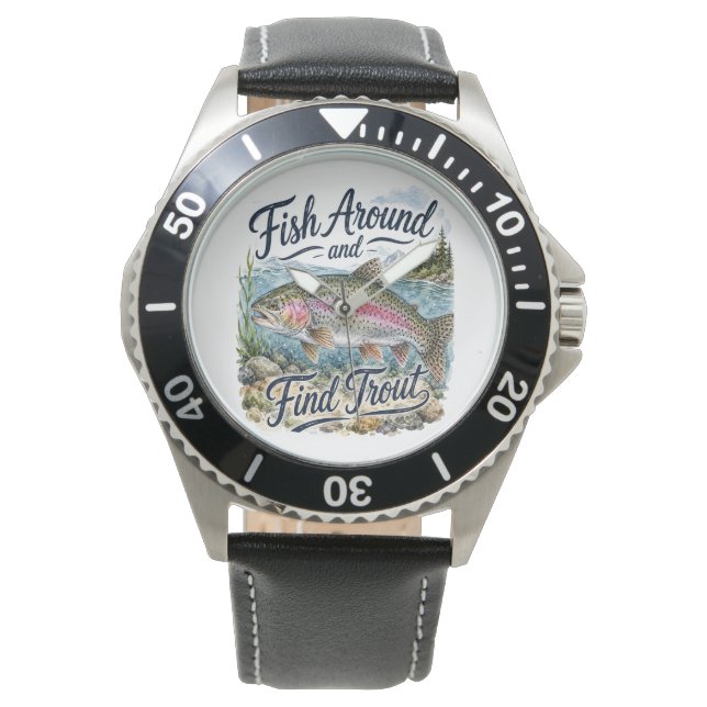Fiska runt och hitta Forell Roligt Citat Fiskare Armbandsur (Framsida)